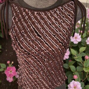 Brown Sleeveless Textured Top